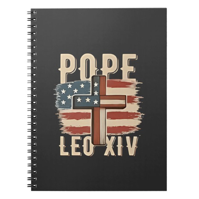 Carnet Église chrétienne du pape Léon XIV Drapeau américa (Devant)