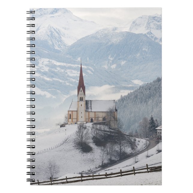 Carnet Église dans un paysage alpin d'hiver (Devant)