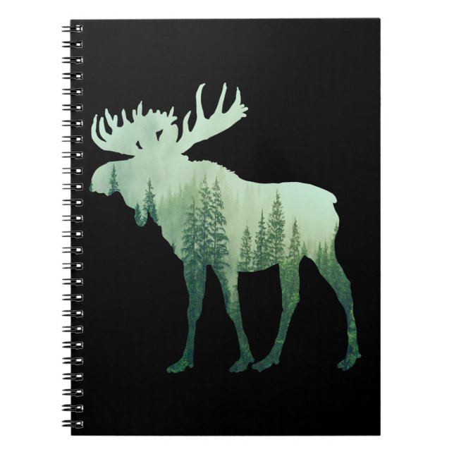 Carnet Élan Cerf Et Forêt Nature (Devant)