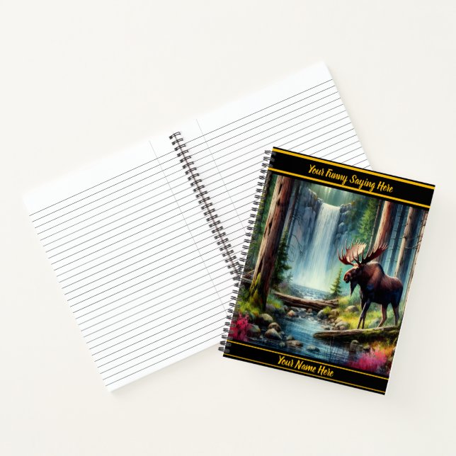 Carnet Élan majestueux près d'une cascade tranquille en é (Intérieur)