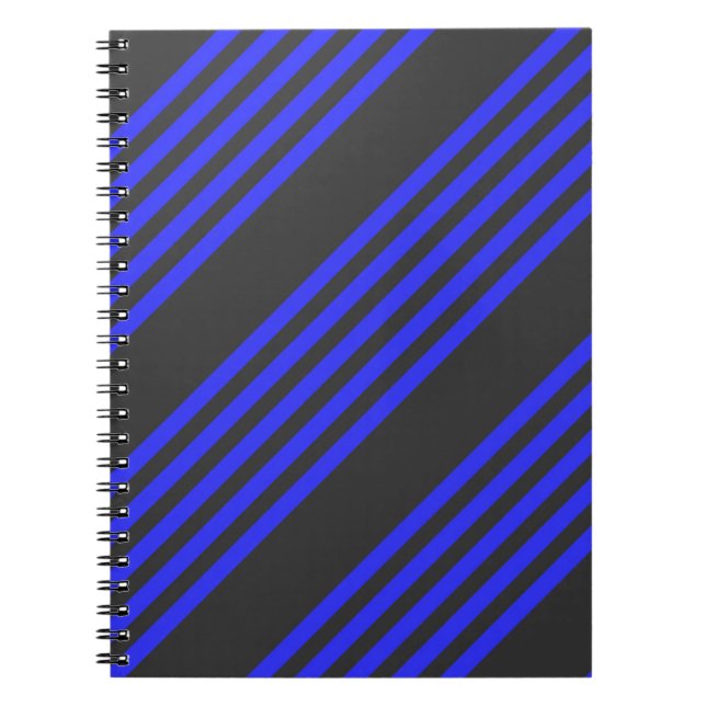 Carnet Electric blue and charcoal five stripe pattern (Devant)