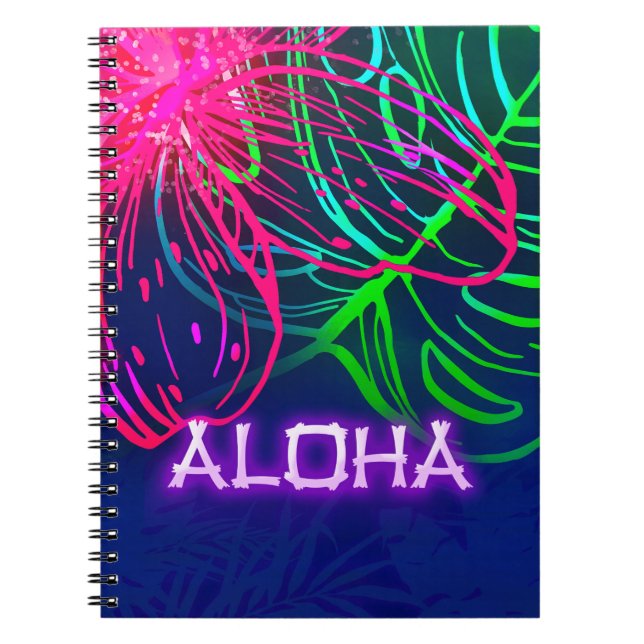 Carnet Electric Luau Tropical Night Neon Aloha Paradise (Devant)