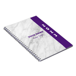 Carnet Élégance Classique Personnaliser Nom Marbre Blanc