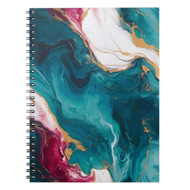 Carnet Élégance de marbre sarcelle et cramoisi (Devant)