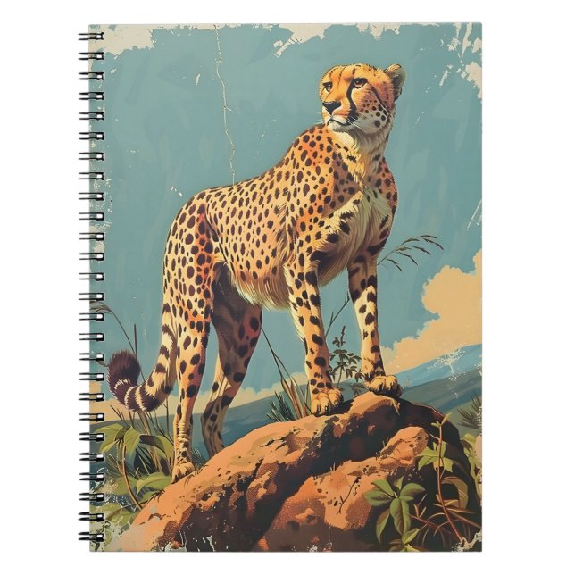 Carnet Élégance en bandes : Cheetah Vintage (Devant)