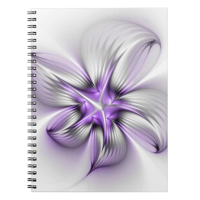 Carnet Élégance florale Art fractal violet abstrait moder (Devant)