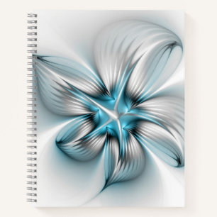Carnet Élégance florale Art moderne Abstrait bleu fractal