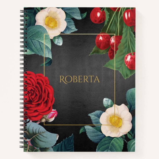 Carnet Élégance florale Vintage personnalisée (Devant)