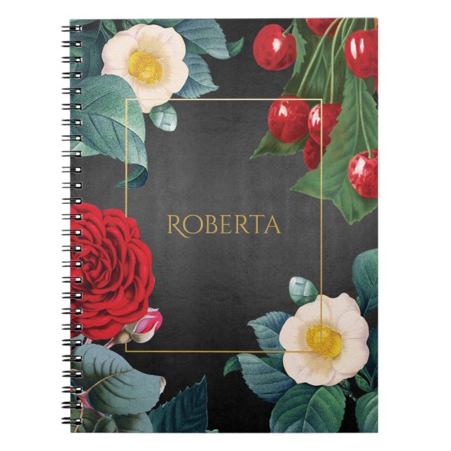 Carnet Élégance florale Vintage personnalisée (Devant)