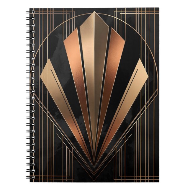 Carnet Élégance Géométrique Métallique Art Déco (Devant)