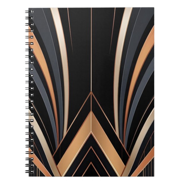 Carnet Élégance Géométrique Métallique Art Déco (Devant)