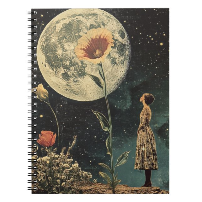 Carnet Élégance Lune - Femme avec Lune (Devant)