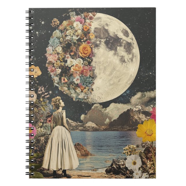 Carnet Élégance Lune - Femme avec Lune (2) (Devant)