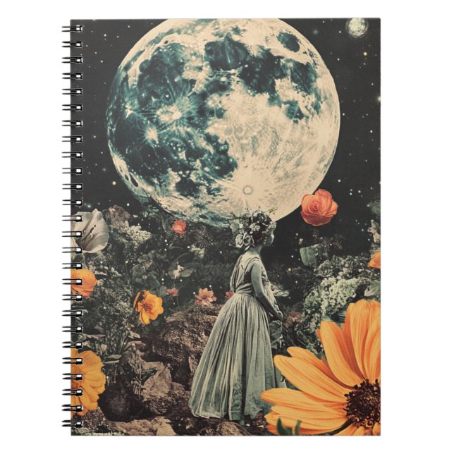 Carnet Élégance Lune - Femme avec Lune (3) (Devant)