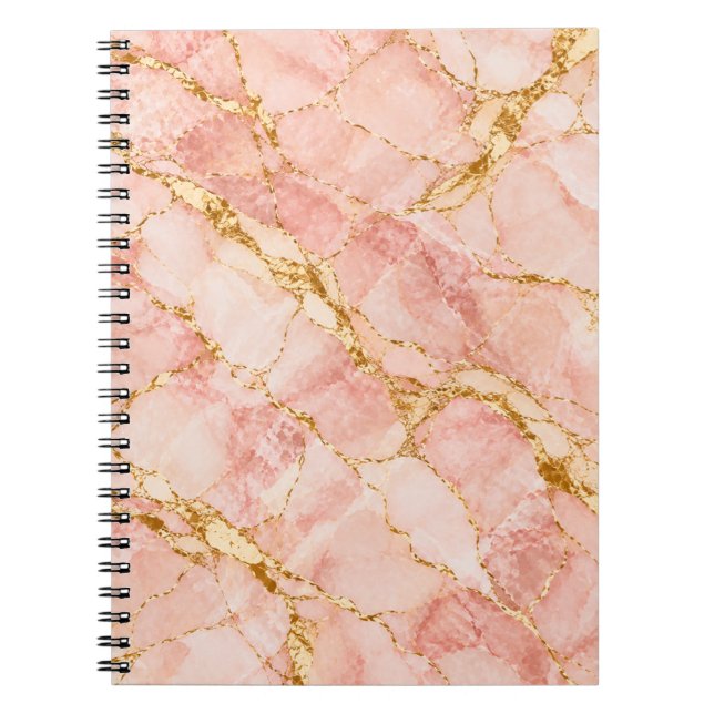 Carnet Élégance Marbre Or Rose (Devant)