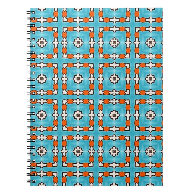 Carnet Elégance moderne Bleu Orange Blanc Azulejos Carrel (Devant)