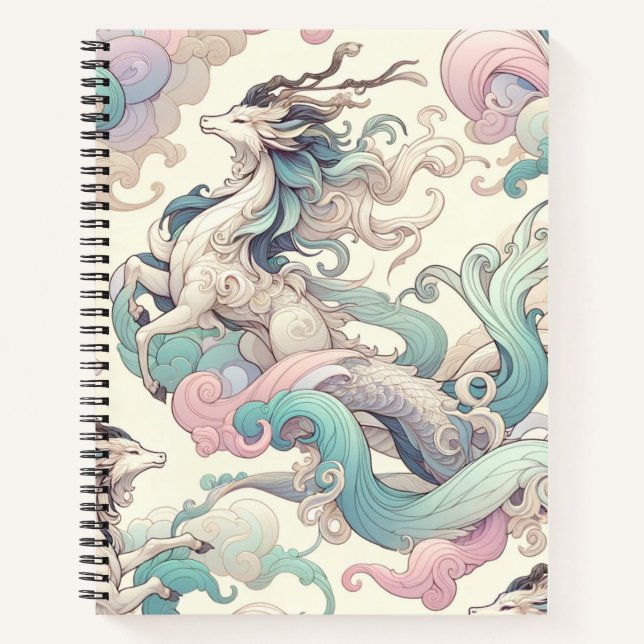 Carnet Élégance mystique : Pastel Kirin Whispers (Devant)