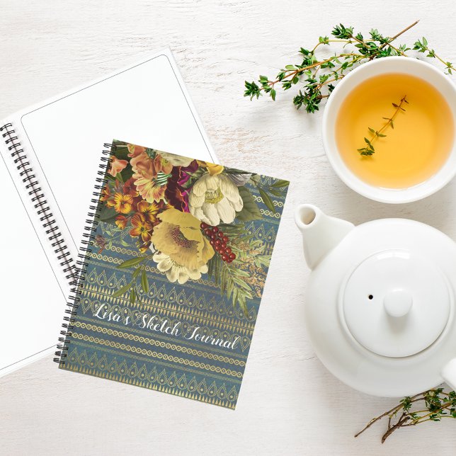 Carnet Elégance noire Flore Croquis personnalisé (Créateur téléchargé)