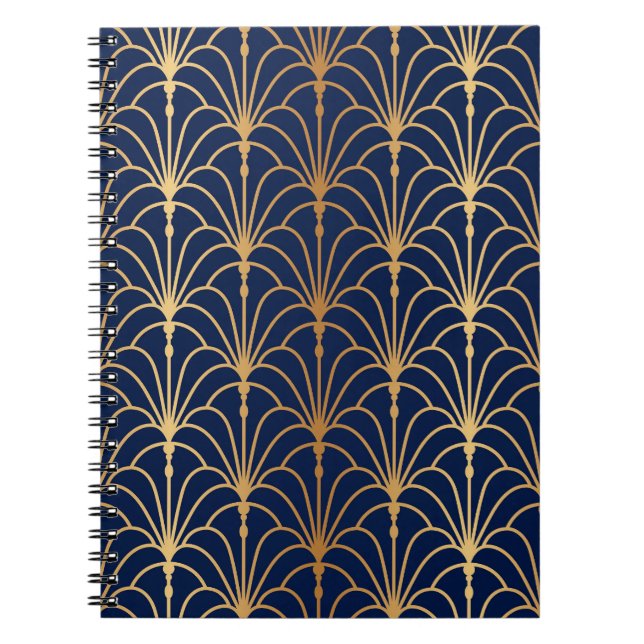 Carnet Elégance orientale : Motif de ventilateur d'or (Devant)