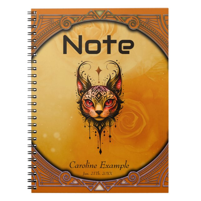Carnet Elégance ornementale : Portrait d'un chat. (Devant)