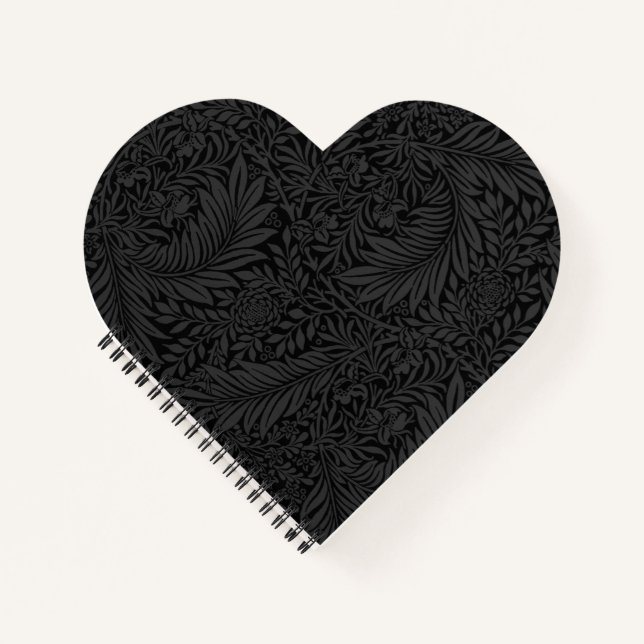 Carnet élégant à motif floral noir (Devant)