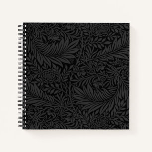 Carnet élégant à motif floral noir