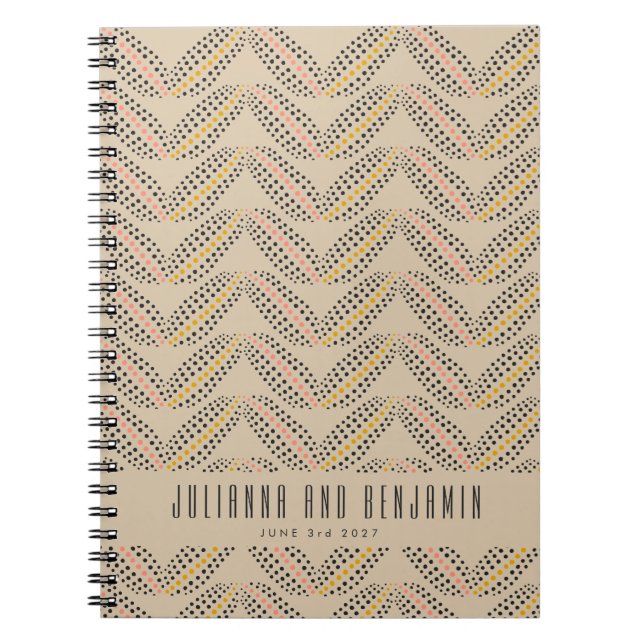 Carnet Elégant Abstrait Dots Motif Beige Custom Wedding (Devant)