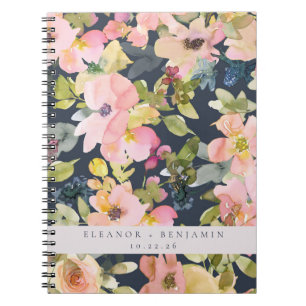Carnet Elégant Aquarelle de marine rose Floral Custom Wed