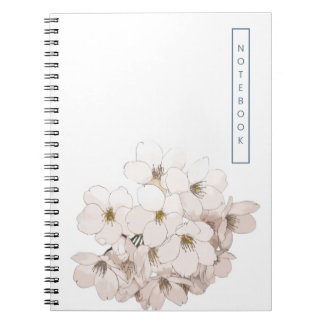 Carnet Élégant aquarelle florale blanche