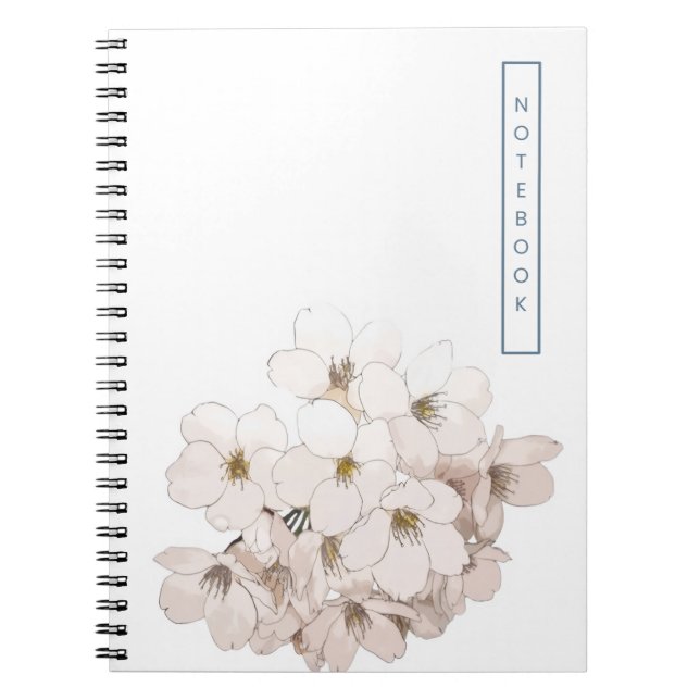 Carnet Élégant aquarelle florale blanche  (Devant)