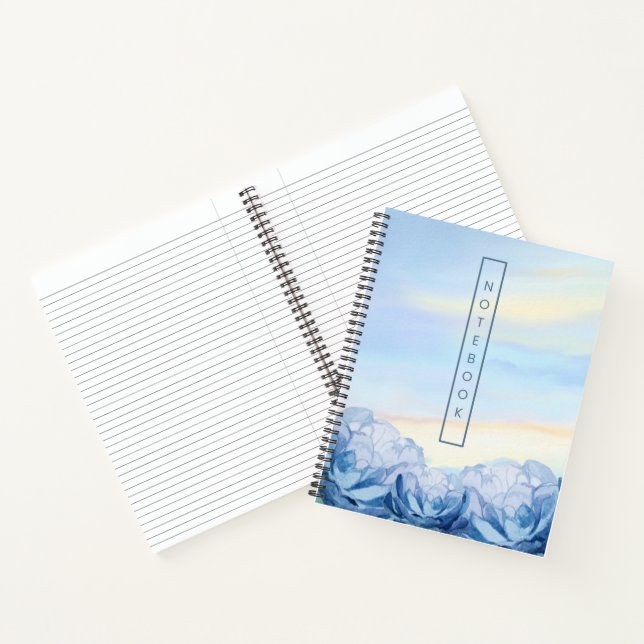 Carnet Élégant aquarelle florale bleue  (Intérieur)