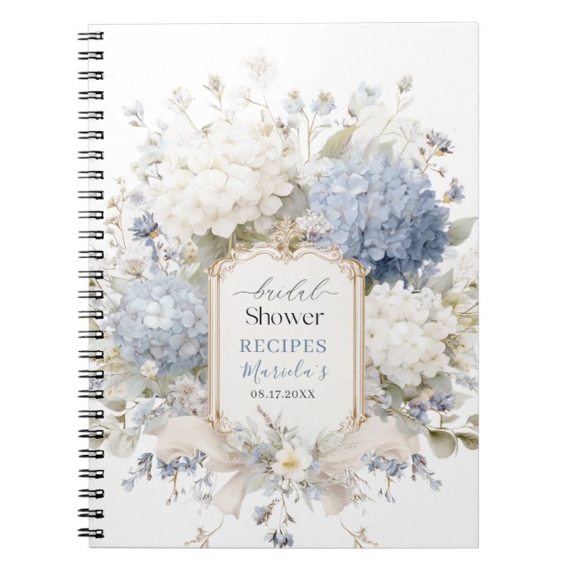 Carnet Élégant aquarelle hydrangea Royal Botanique  Bride (Devant)