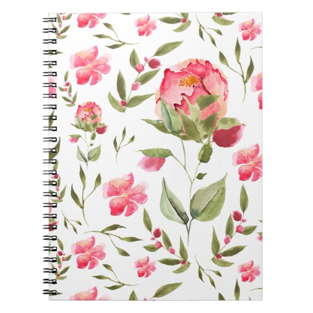 Carnet Elégant Aquarelle Peony Floral botanique (Devant)