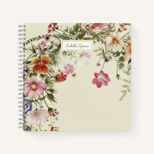 Carnet Elégant aquarelle personnalisée Floral