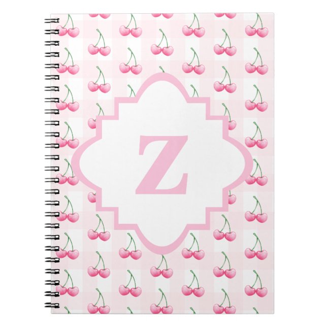 Carnet Elégant aquarelle rose cerisier Monogramme (Devant)