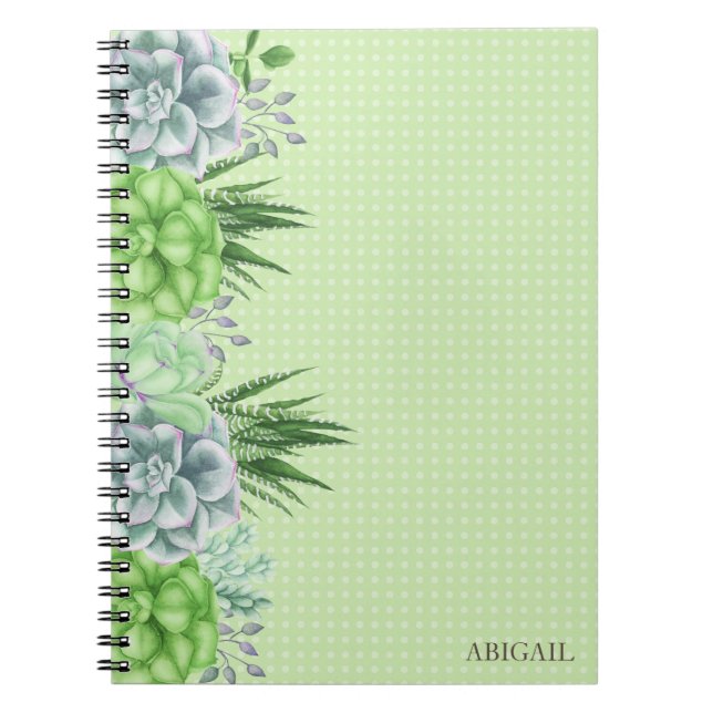 Carnet Elégant aquarelle Succulent Monogramme botanique (Devant)