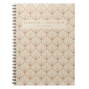 Carnet Elégant Art Déco Burnt Orange Personnalisé Mariage
