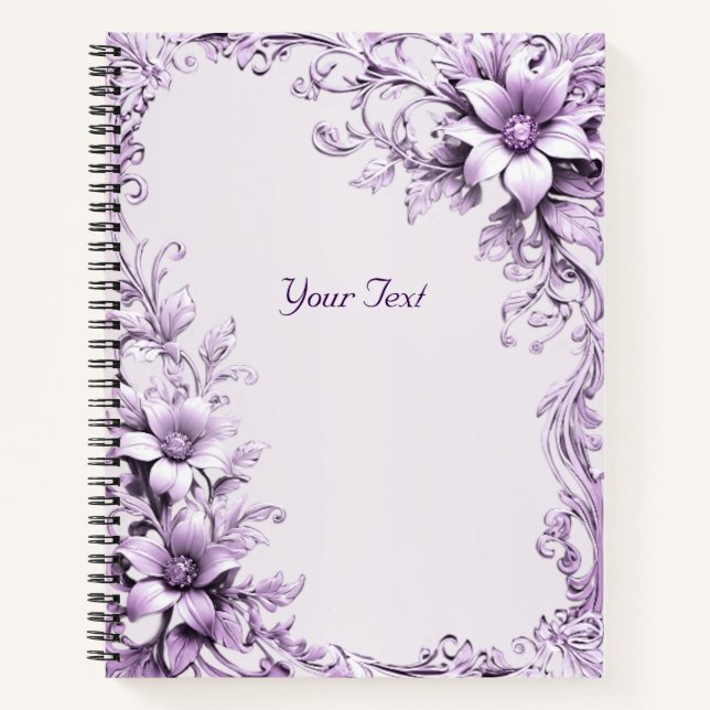 Carnet élégant aux fleurs violettes (Devant)
