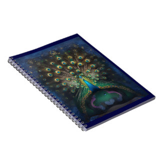 Carnet élégant avec motif paon gracieux