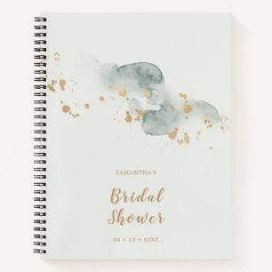 Carnet Élégant baptême de mariage à l'aquarelle en sauge 