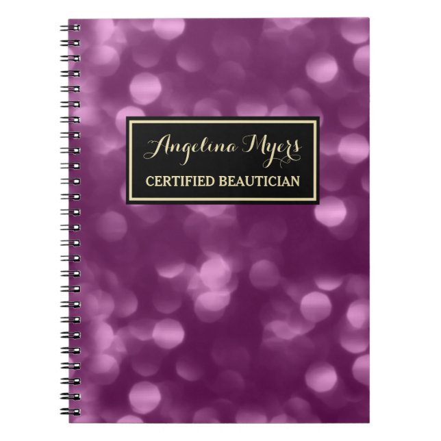 Carnet Elégant Beautician glamour violet Luxe Bokeh (Devant)