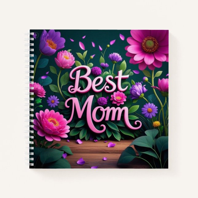 Carnet Elégant Belle Meilleure Maman Fleurs (Devant)