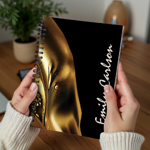Carnet Elegant black and faux liquid gold