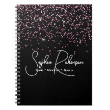 Elegant Black and Pink Glitter Salon Business