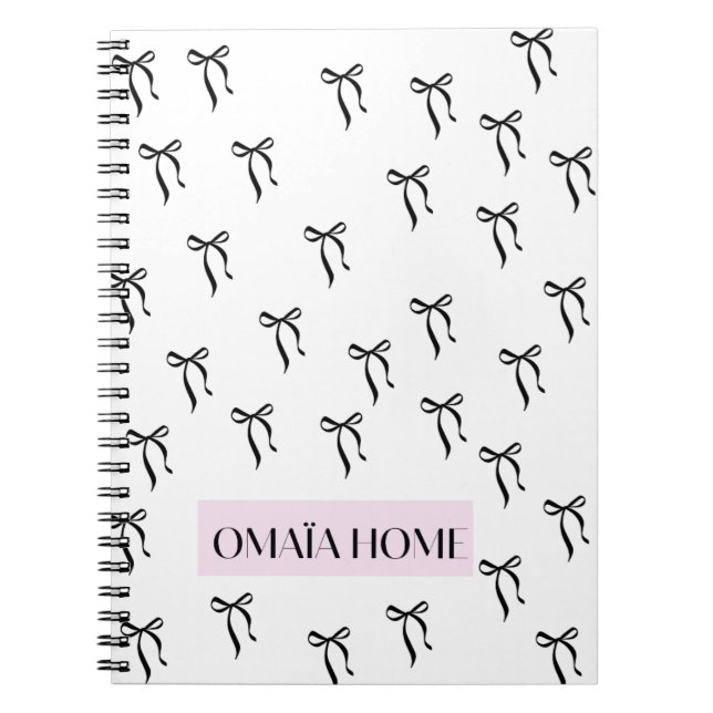 Carnet Elegant Black Bow Pattern by OMAÏA HOME (Devant)