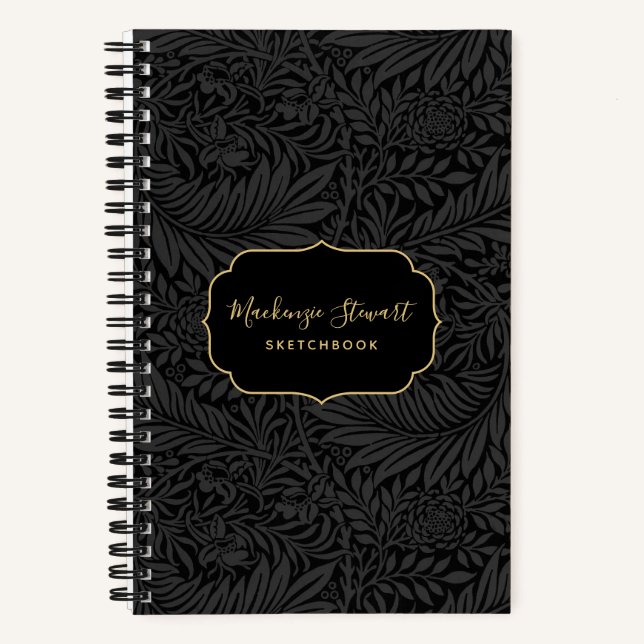 Carnet Elegant Black Floral Pattern Sketchbook (Recto)