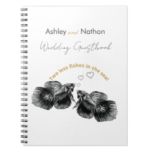 Carnet Elégant Black Gold Watercolor Mariage de poisson