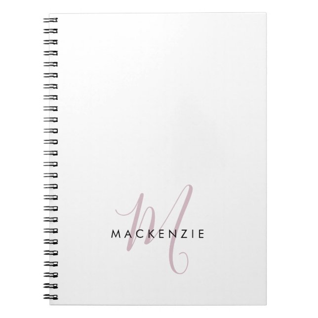 Carnet Élégant blanc blanc blanc clair rose Script Monogr (Devant)