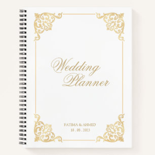 Carnet Elégant Blanc Or Vintage musulman Wedding planner