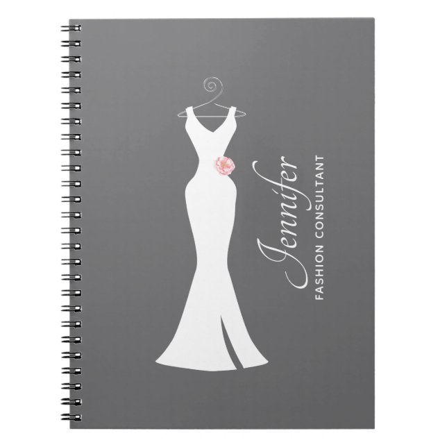 Carnet Elégant blanc sur gris - Design simple et élégant (Devant)
